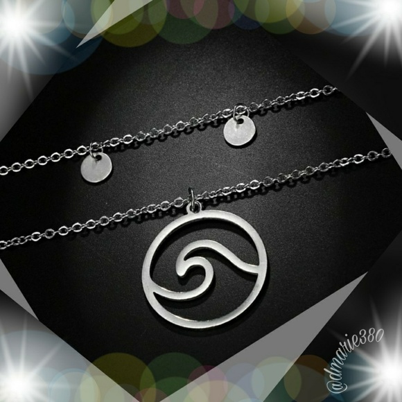 Boho Sea Wave Pendant w/ Sequins charms necklace - Picture 5 of 8